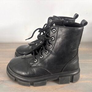 Wonder Nation Youth Girls Black Zip/ Lace Combat Boots Little Girl Size 13